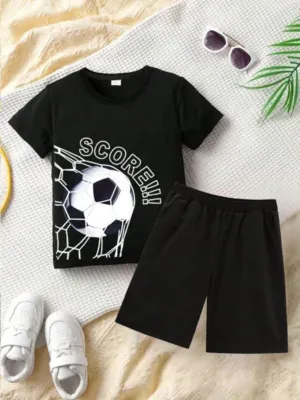 Football Print T-shirt Set
